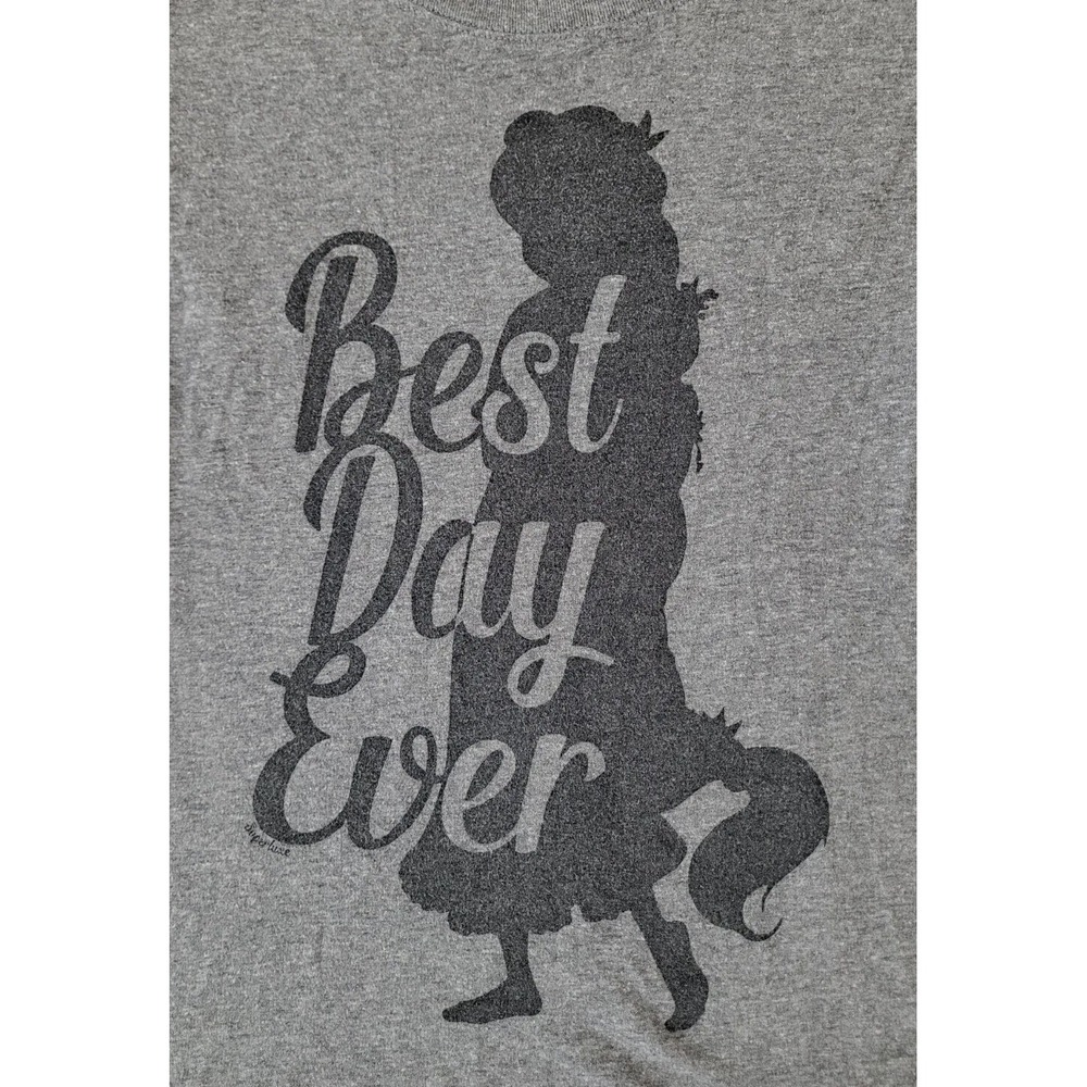 Superluxe Tangled Best Day Ever Gray Scoop Neck Tee Size S